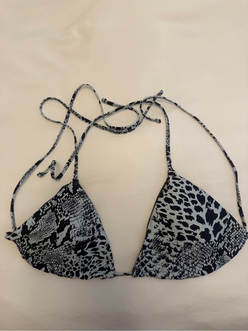 Animal Print Triangle Bikini in Black & Blue - Women Swim